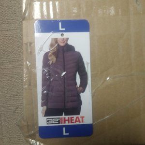 32 Degree Heat Hooded Puffer Packable Jacket New